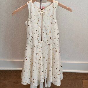 Zoë LTD White & Gold Confetti Sleeveless Party Dress - Like-new - ECU